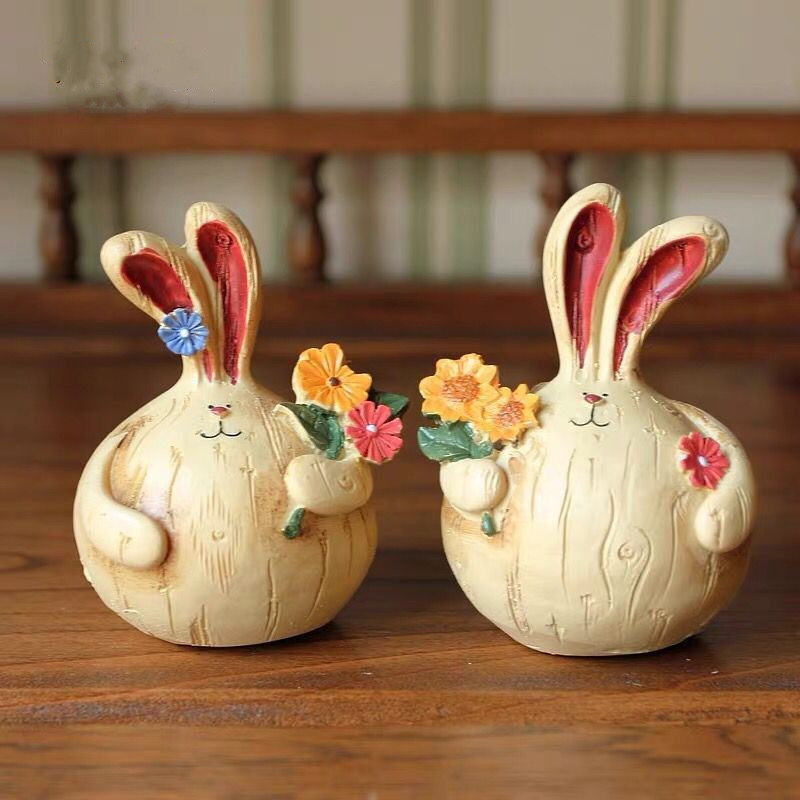 Cute couple bunny statue - Easter decoration, Valentine's Day Gift