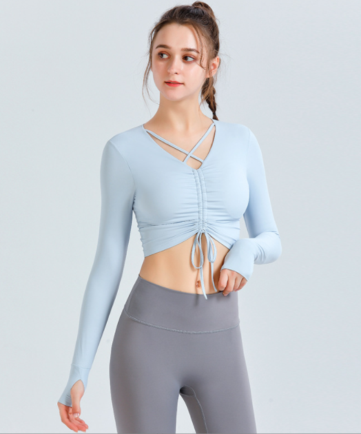 Long-sleeved shirt straps high elastic fitness yoga clothing