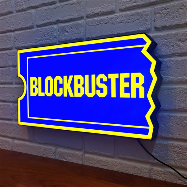 Blockbuster Video Sign LED Lightbox | Dimmable & USB Powered | Home Theatre Sign, Home Cinema Sign, Man Cave Sign | Gift for Movie Geek