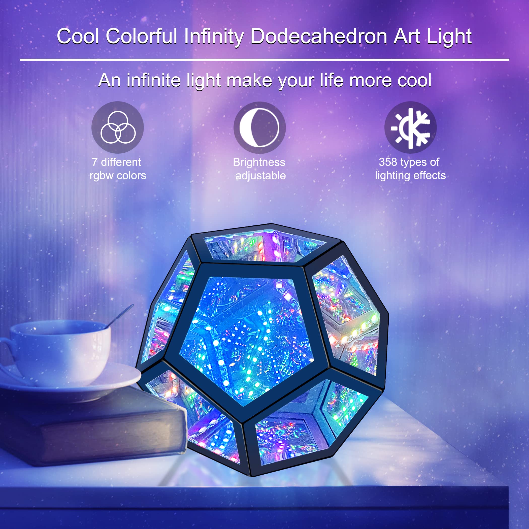 ✨3D Infinity Dodecahedron Table Lamp - A visual feast through dimensions