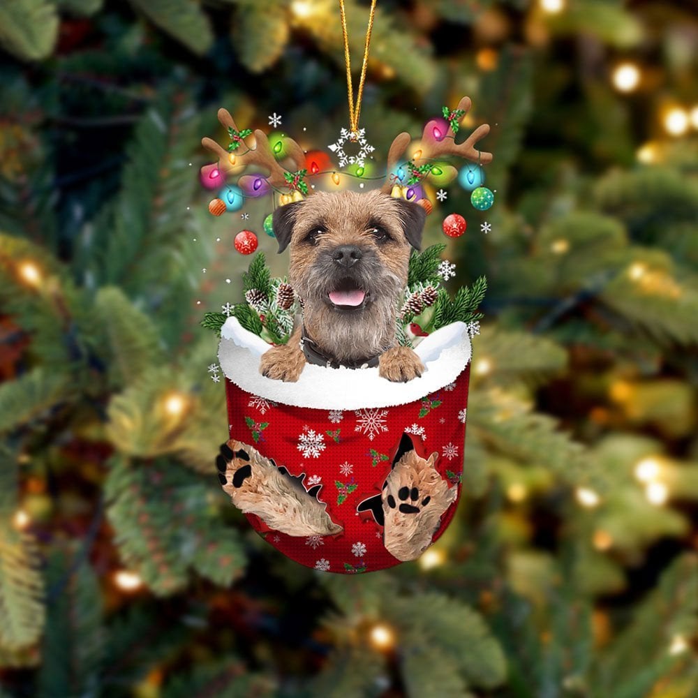 Border Terrier In Snow Pocket Ornament