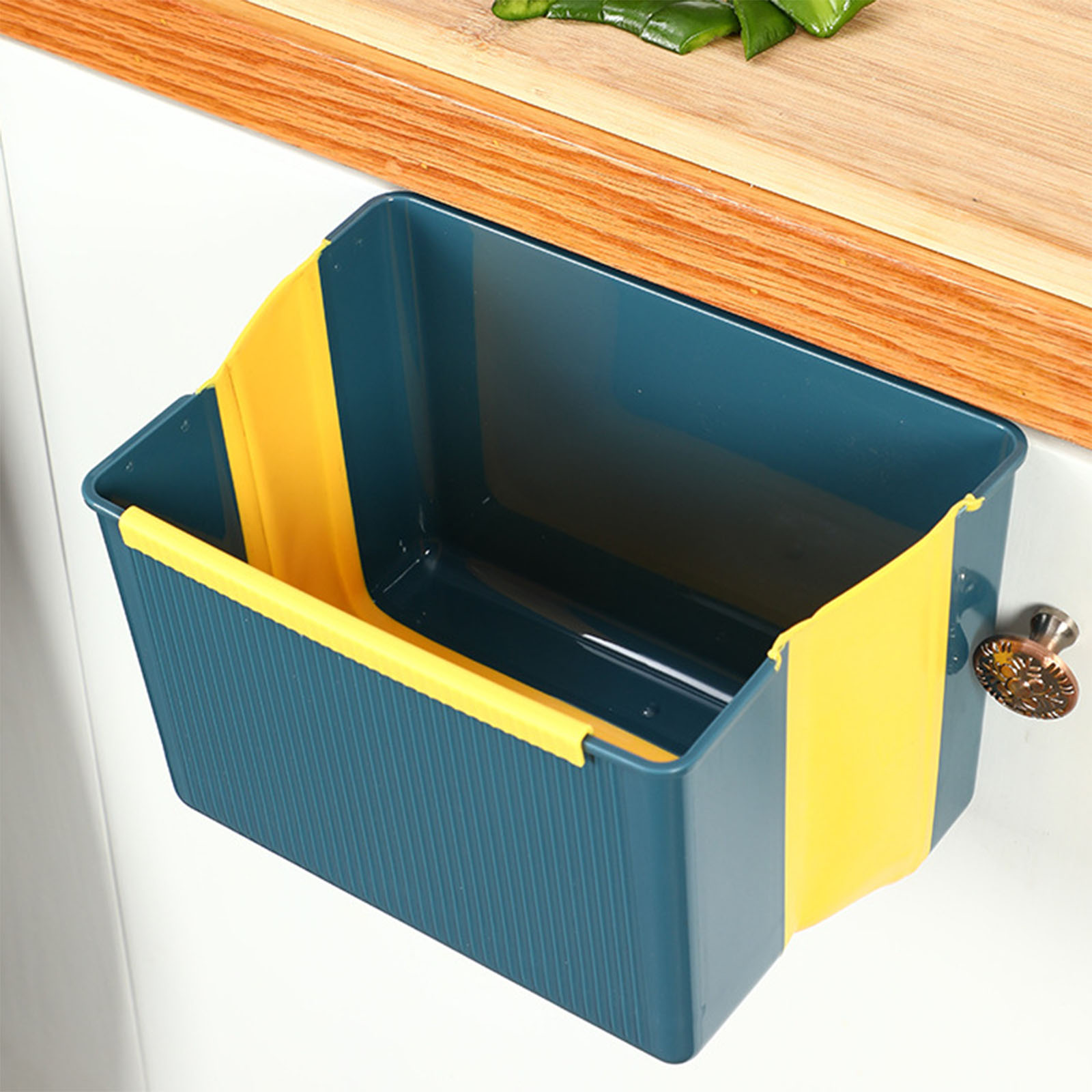 Folding Trash Bin, Wall Mounted Folding Kitchen Cabinet Door Hanging Dust  Bin (Multicolor) (KDB-47686337) - KDB Deals