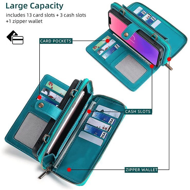4 in 1 Detachable Magnetic Wallet Phone Case Phone Holder Shoulder Bag