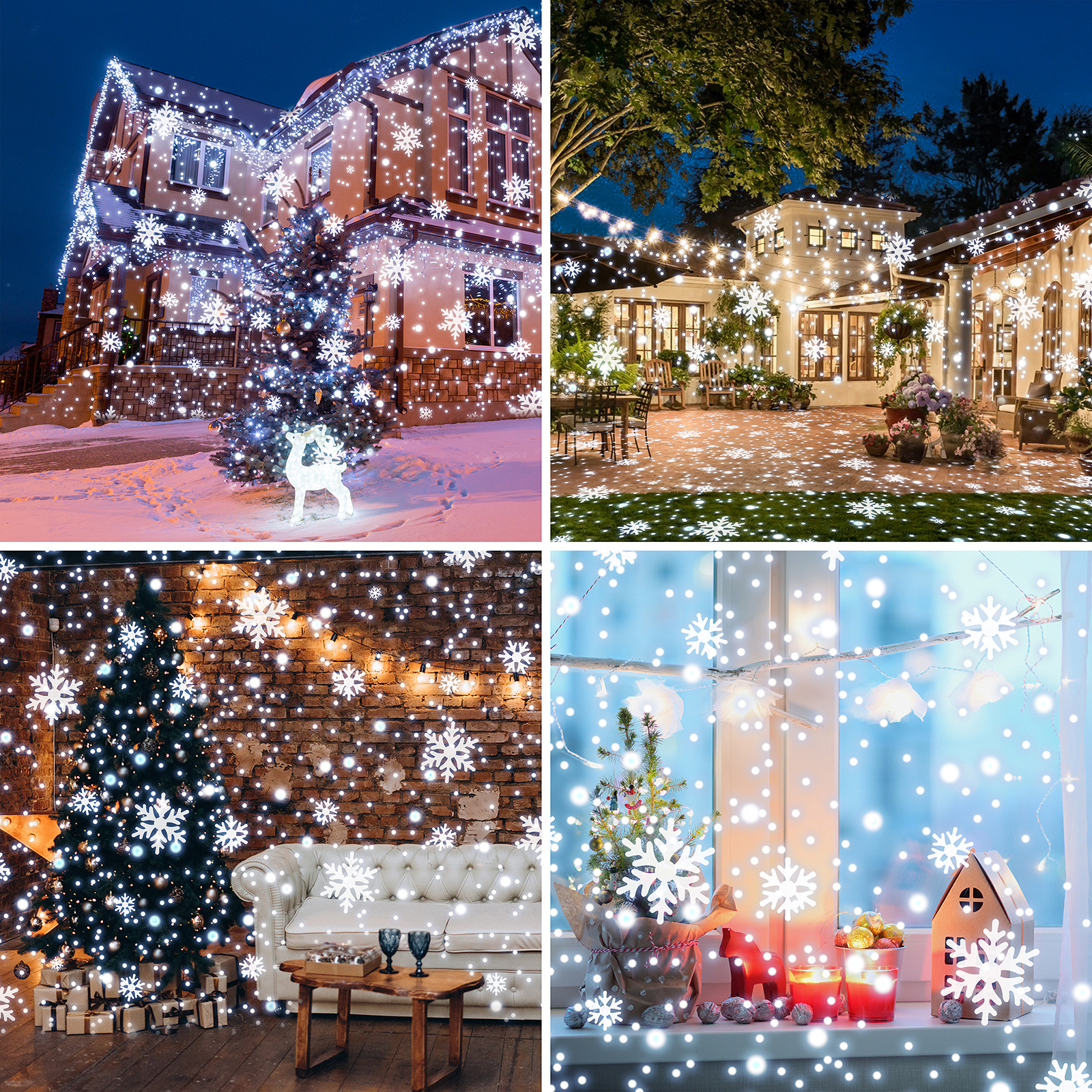 Christmas LED Projector Lights, Owl Shape Outdoor Snowflake Projector Lights with Remote RF, Quiet Projector Lights, IP65 Waterproof Snowfall Landscape Light for Xmas Halloween Holiday Party Decor
