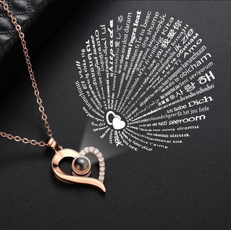 Say I love you in 100 languages Roses Bloom Necklace