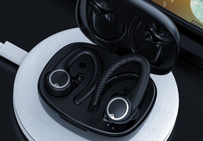 Wireless Earbuds with Earhooks - Waterproof & Stereo Noise Cancelling Sport Bluetooth Headphones