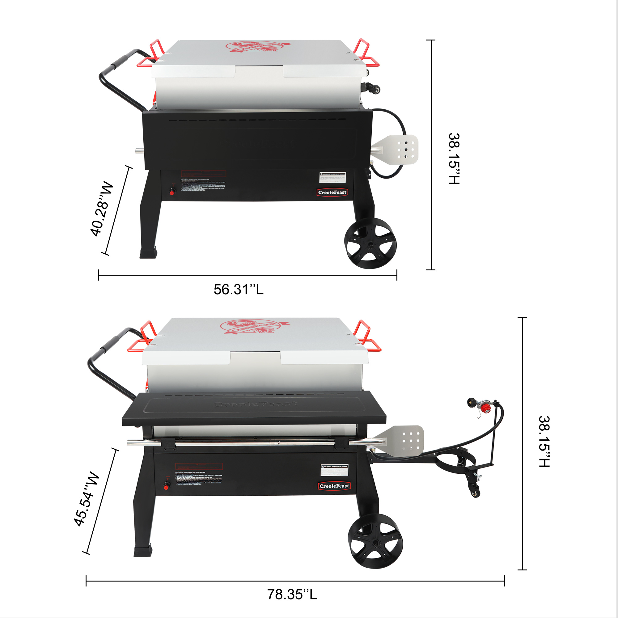 Creole Feast Double Sack Outdoor Stove Propane Gas Cooker with Folding Tank Mounting Bracket and Stirring Paddle