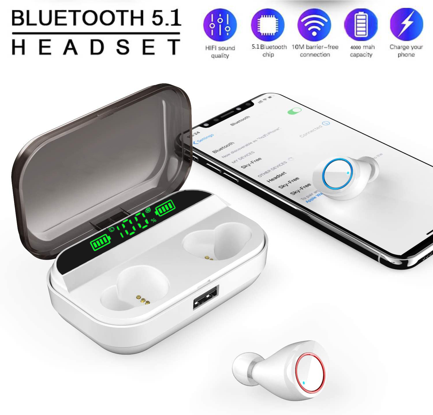 🔥Christmas Hot Sale [50% OFF Today Only] 3D Stereo Audio Touch Control Wireless Earbuds - 4000mAh Charging Case (Buy 2 Free shipping)
