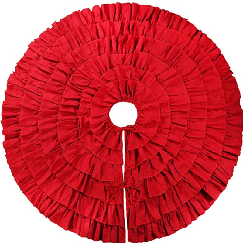 48-inch Red Pleated Christmas Tree Skirt