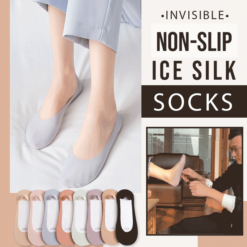 💥HOT SALE - 50%OFF🧦Invisible Non-slip Ice Silk Socks😍BUY 1 GET 1 FREE(2 pairs)