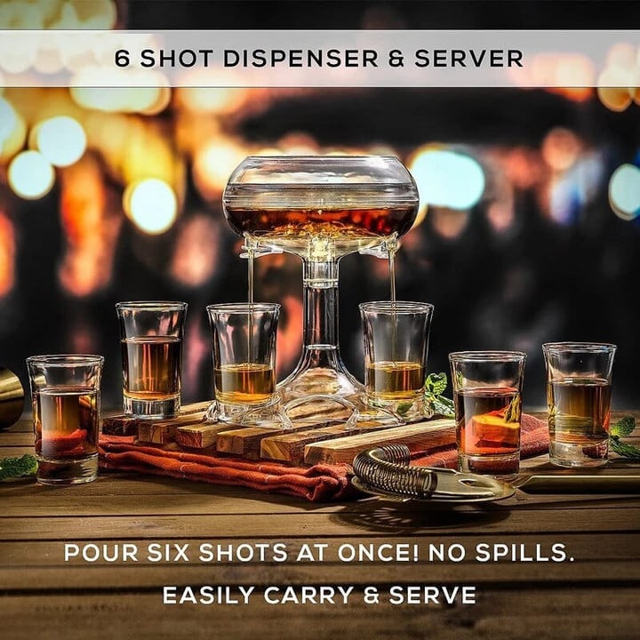 (🌲Early Christmas Sale- SAVE 60% OFF)-🥂Light-hill™ 6 Shot Glass Dispenser and Holder