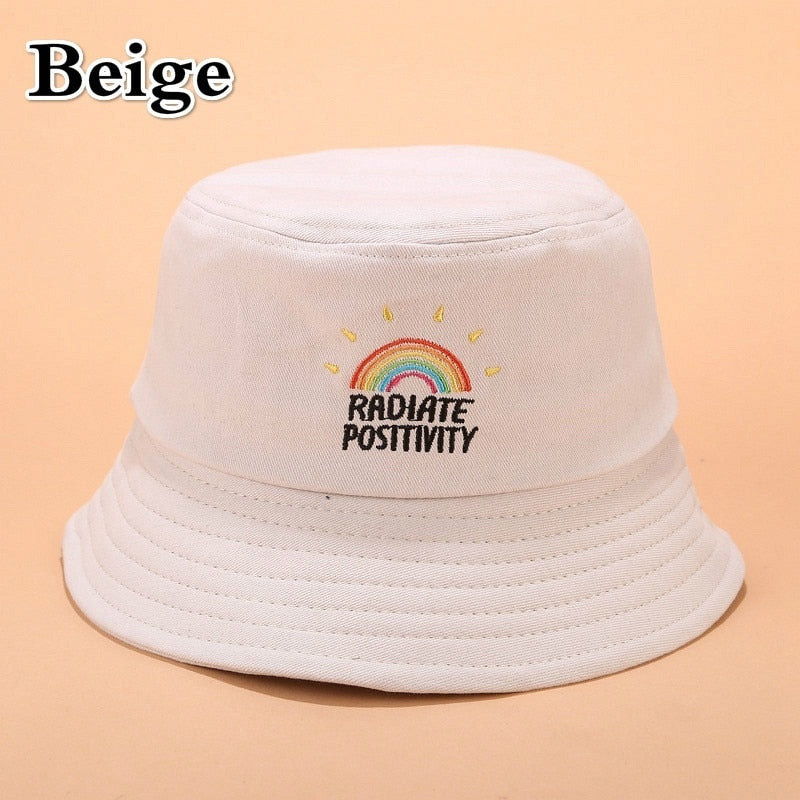 Foldable Embroidered Rainbow Bucket Hat
