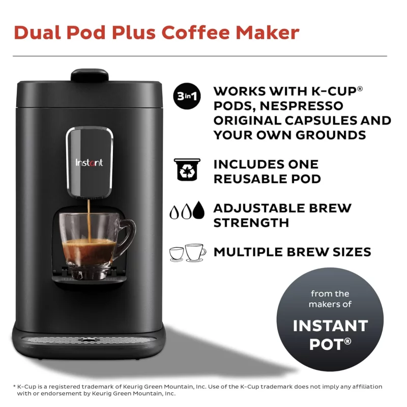 Instant Pot Pod, 3-in-1 Espresso, K-Cup Pod and Ground Coffee Maker