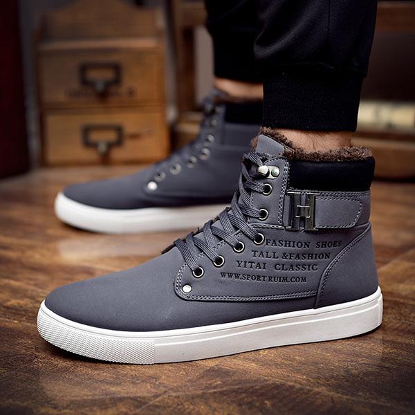 Chicinskates Men's  Warm High Top Lace-Up Boots