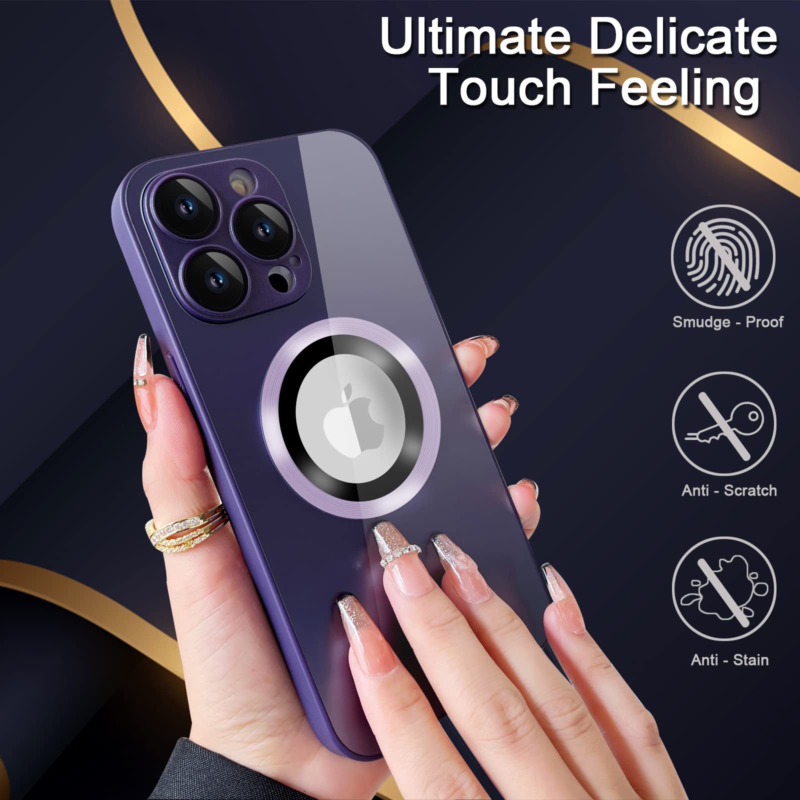 Magnetic AG Glass Frosted Case with Camera Lens Protector for iPhone