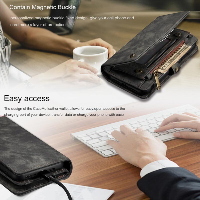 Retro Leather Wallet Phone Bag for iPhone & Samsung &Huawei with Multi-Slot