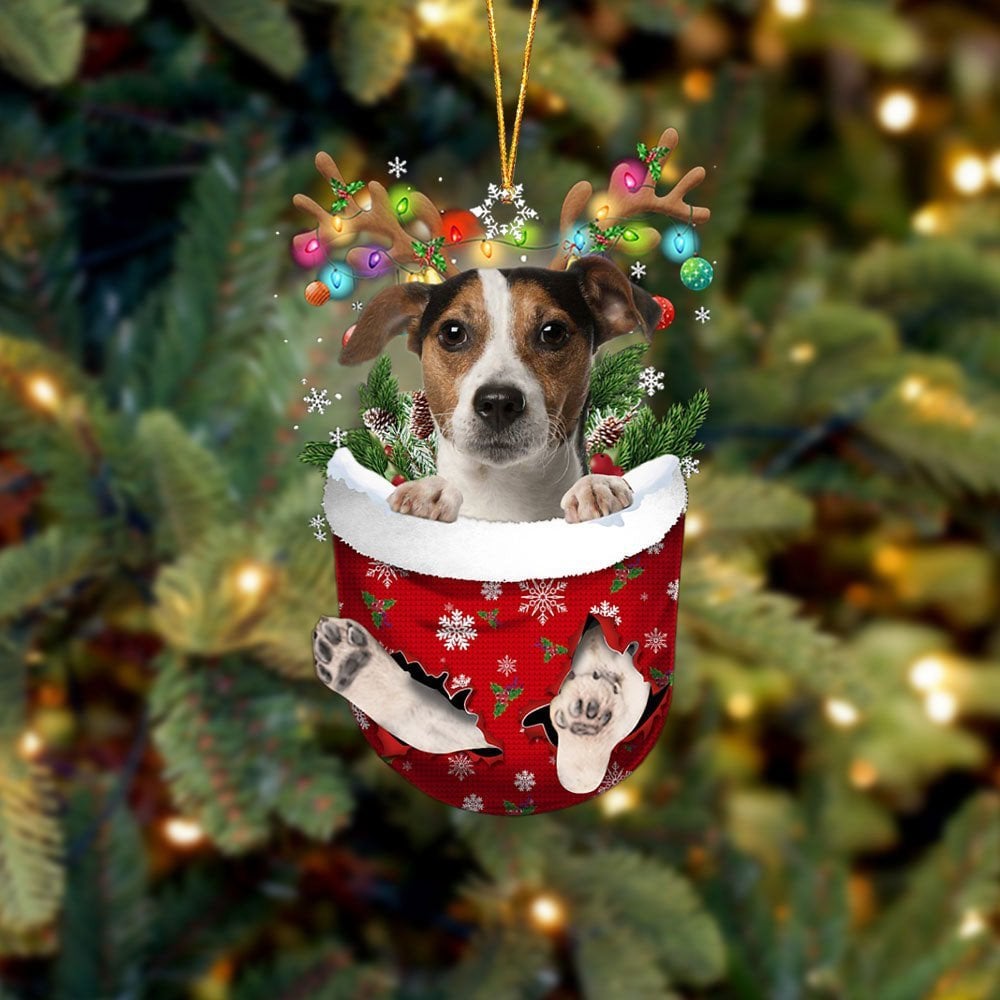 Jack Russell Terrier 1 In Snow Pocket Ornament