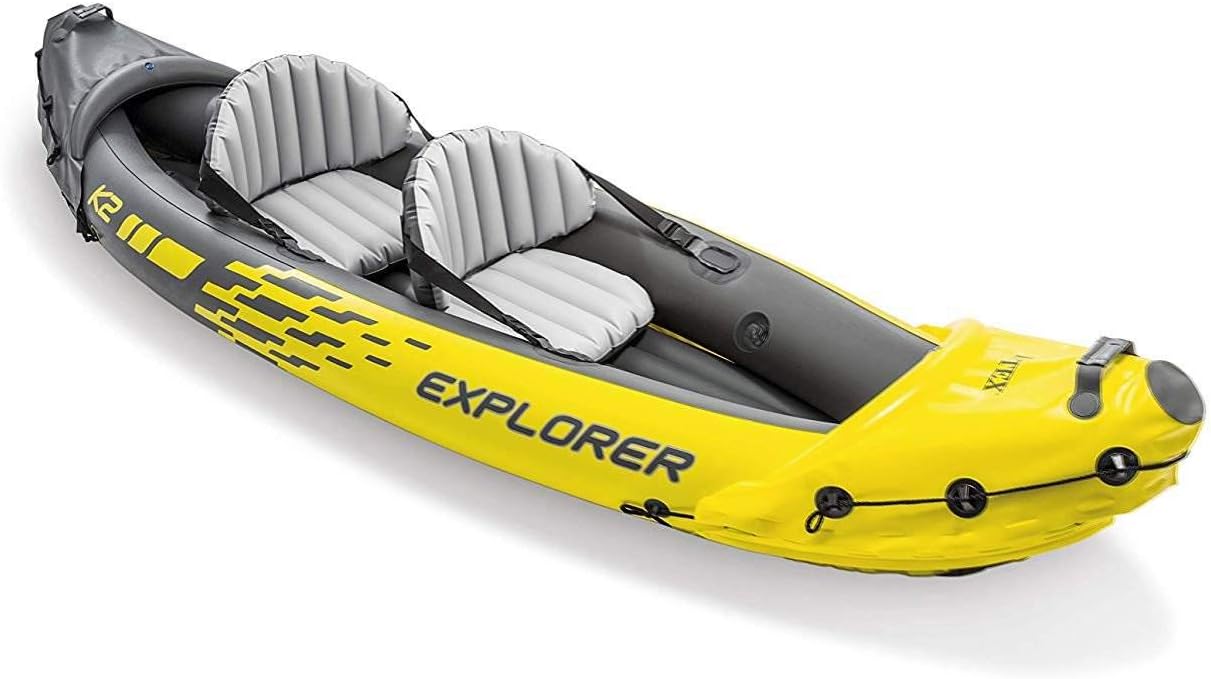 Intex Inflatable Kayak Set Includes Deluxe 86 Inch Aluminum Oars and High Output Pump 2 Person