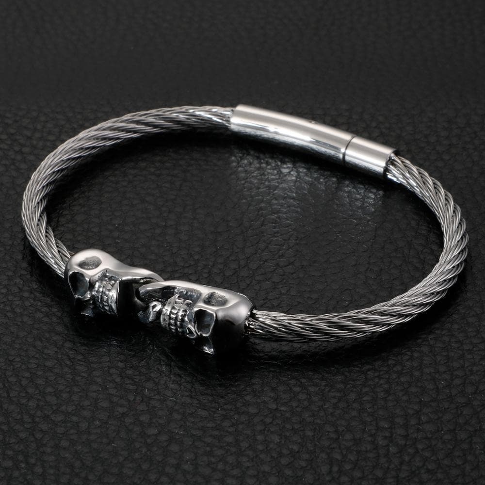 RETRO SILVER SKULL BANGLE -BRACELET