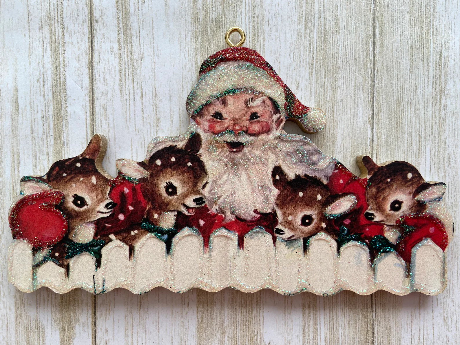 Santa & Little Reindeer- Christmas Ornament