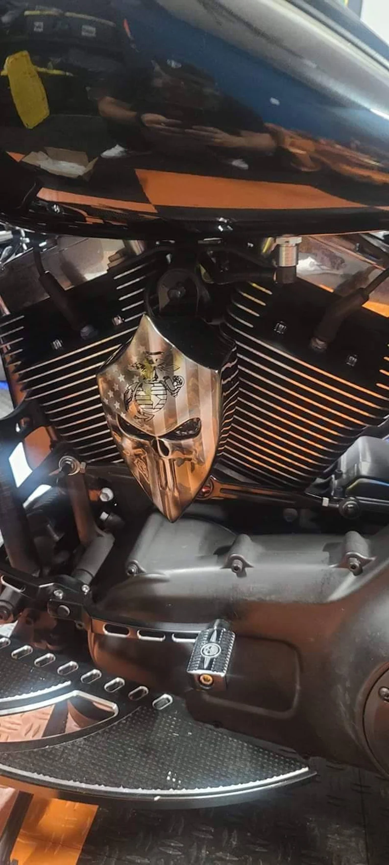Harley Motorcycle Custom Harley-davidson Horn Cover With 3D Punisher Flag USMC