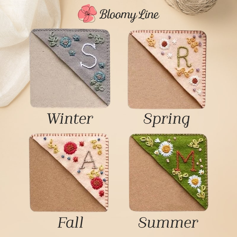 Personalized Hand Embroidered Corner Bookmark