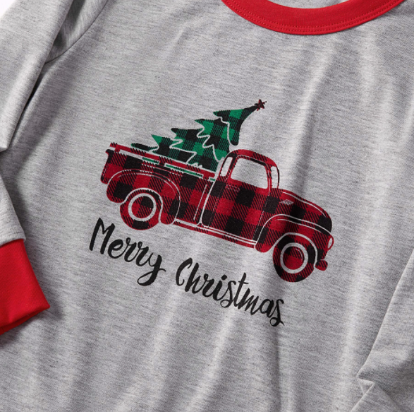 Pickup Trucks with Tree Christmas Family Matching Pajamas Sets(Flame Resistant)