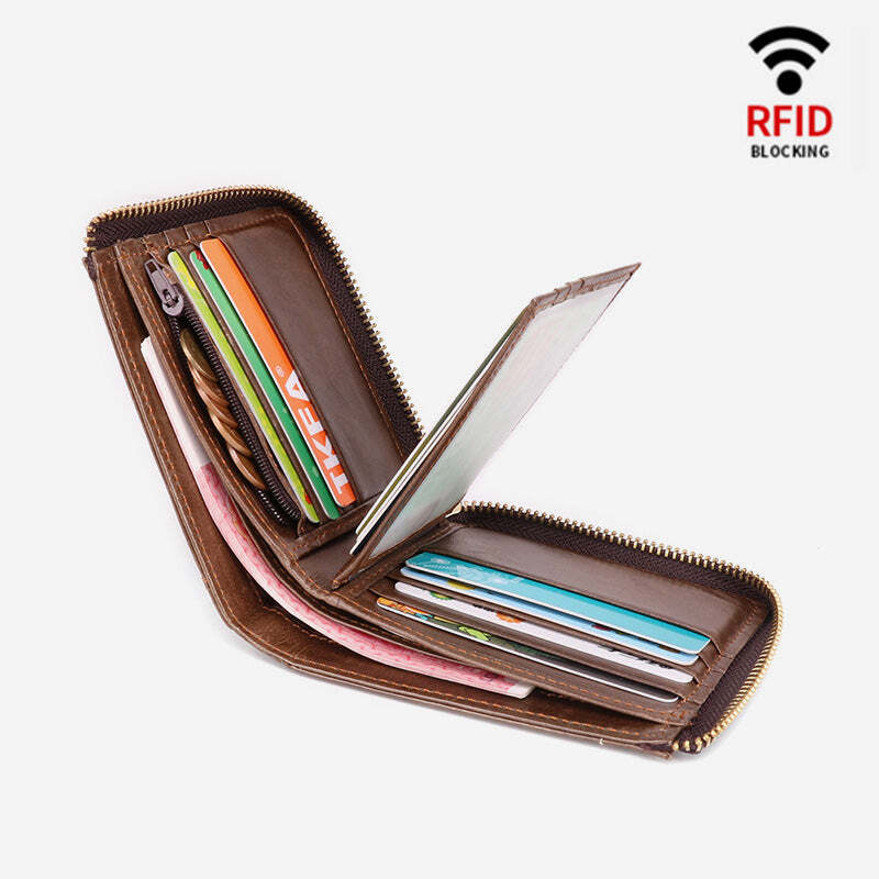 Vintage RFID Large Capacity Genuine Leather Wallet