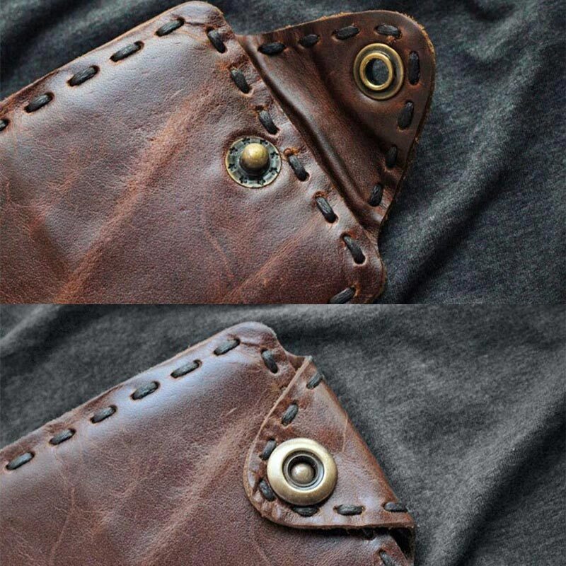 Retro Cowhide Leather Bifold Wallet Credit Card Holder for Men