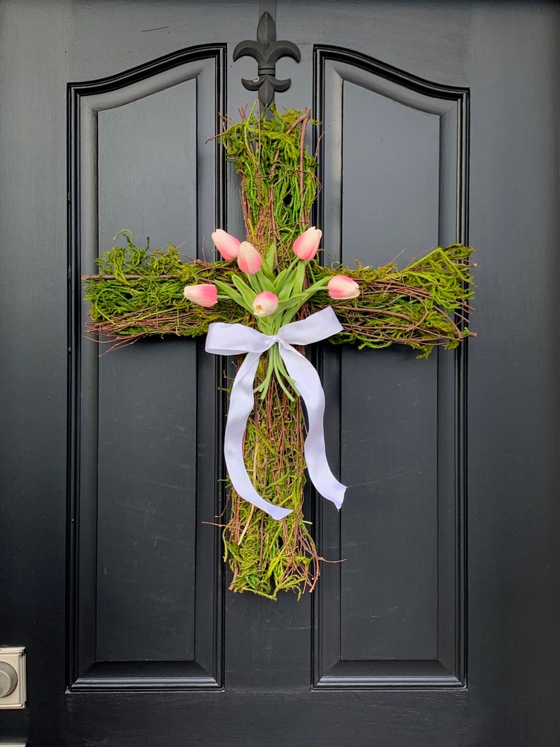 Easter Cross for Front Door--Easter Decor, Easter Gifts for Mom