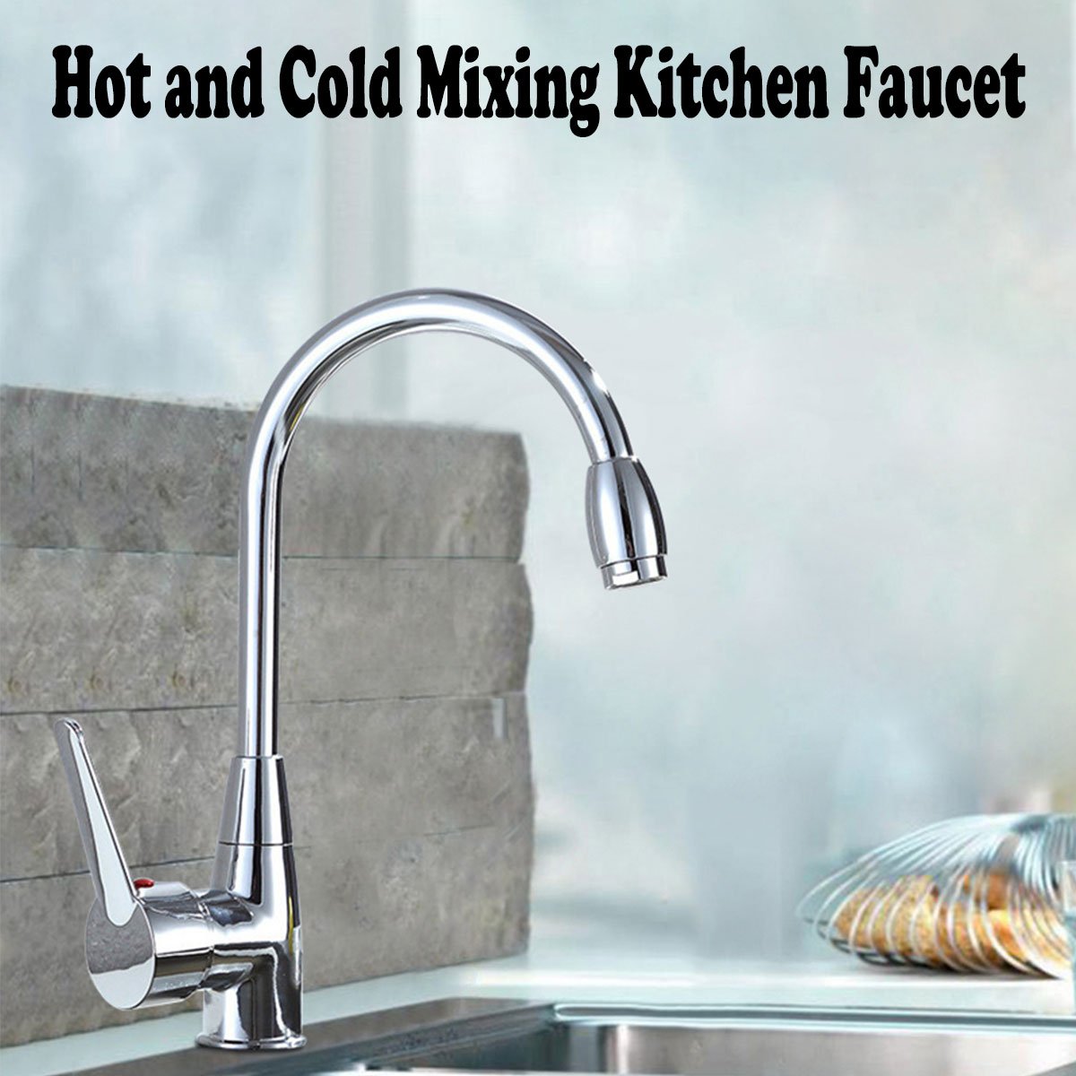 Kitchen Basin Sink Hot and Cold Mixing Chrome Faucet Taps Home Motorhome Camper