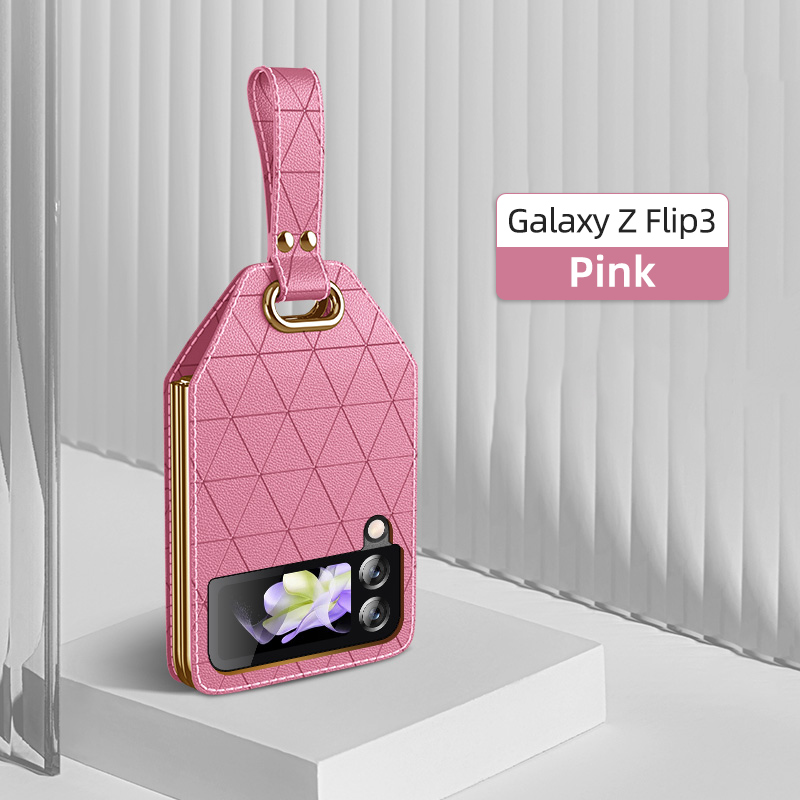 Rhombus Leather Hand Strap Holder Case Cover for Samsung