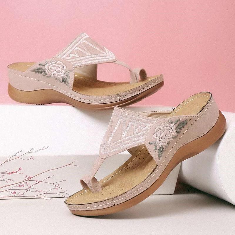 Embroidered Wedge Sandals