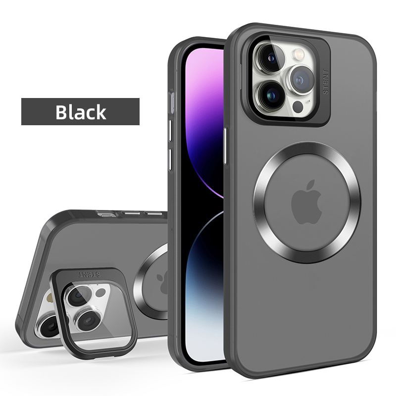 Matte Texture Magnetic Lens Bracket Protection Case Cover for iPhone