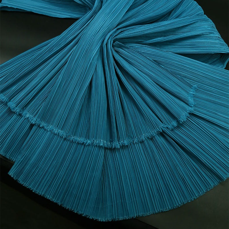 Deep Lake Blue Allenic Pleated Decoration Printmaking Fabric