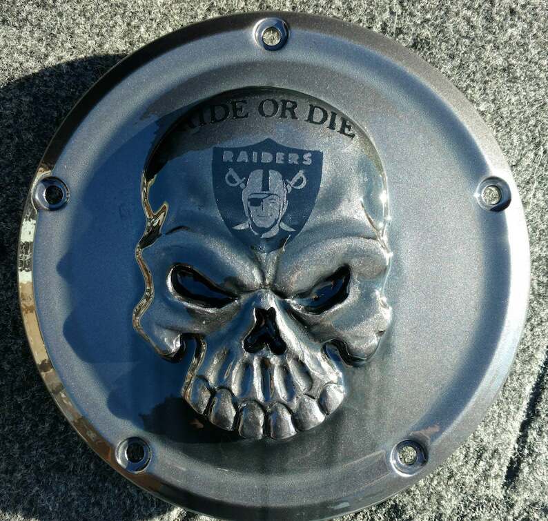 Harley Davidson Harley Davidson Derby Clutch Cover With 3D Skull With Raiders And Ride Or Die