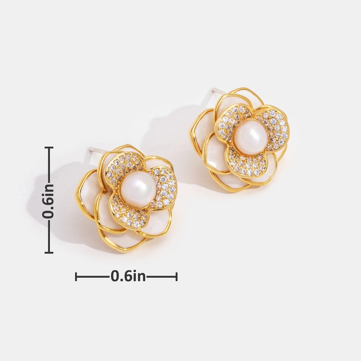 Camelia Flower Pearl Earrings