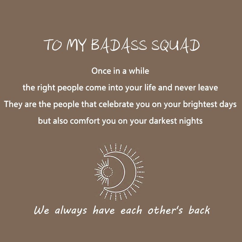 To My Badass Squad Necklace - ''We always have each other's back''👩‍❤️‍👩-Moon And Star Necklace