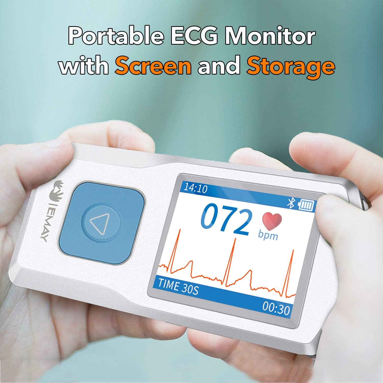 EMAY Portable ECG Monitor Stand Alone Device with LCD Screen and Storage