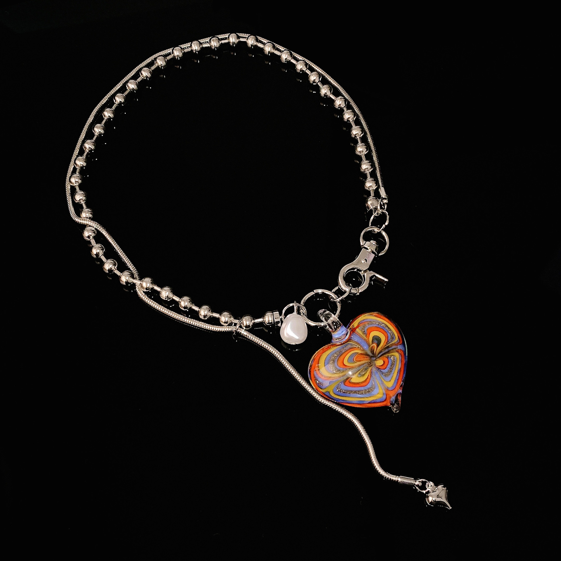 Vintage love double alloy necklace