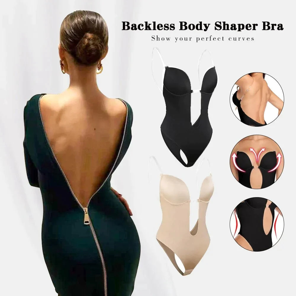 CHOOSEBRA®V-NECKLINE Backless Invisible Bodysuit(BUY 1 GET 1 FREE)(2 PACK)