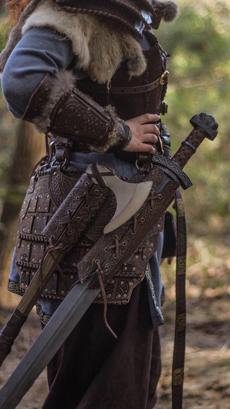Viking sword leather scabbard. Brown Sword scabbard