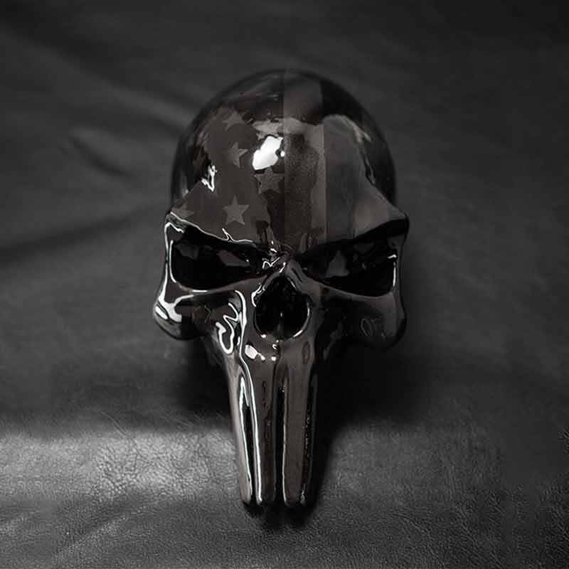 Harley Motorcycle 3D Ghosted American Flag Punisher Skull Horn Cover