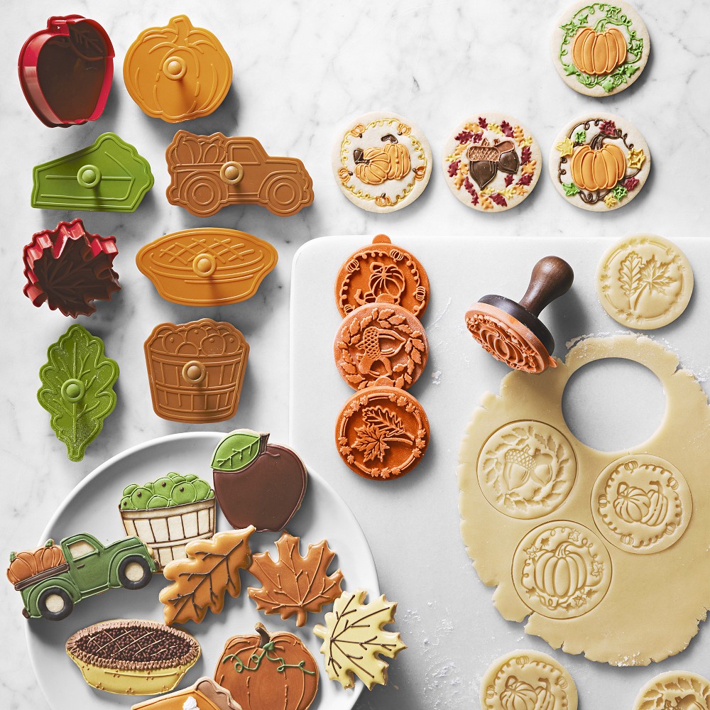 Fall Harvest Silicone Cookie Stamps, Set of 4
