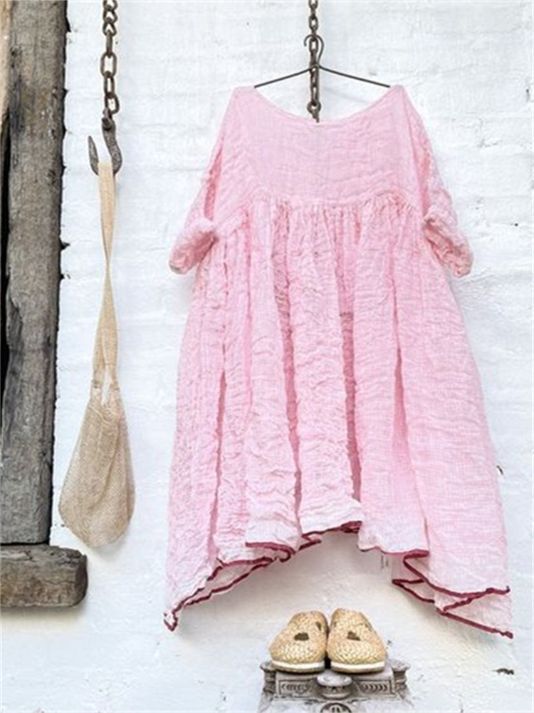 Vintage Wrinkled Pleated Oversize Maxi Dress