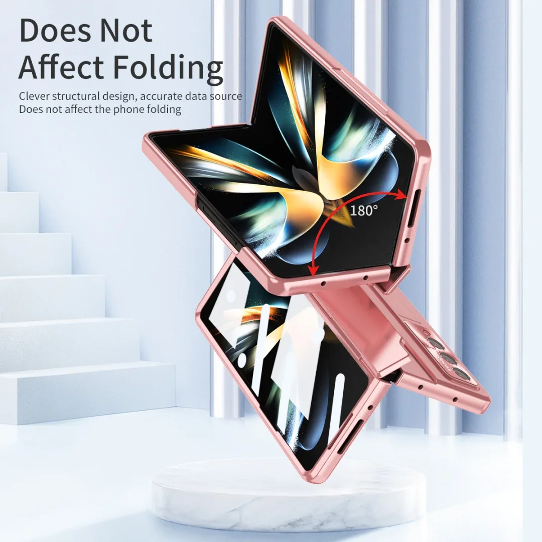 Applicable To Samsung Zfold3/Zfold4 Flat Hinge Folding Electroplated Lens Film Phone Case