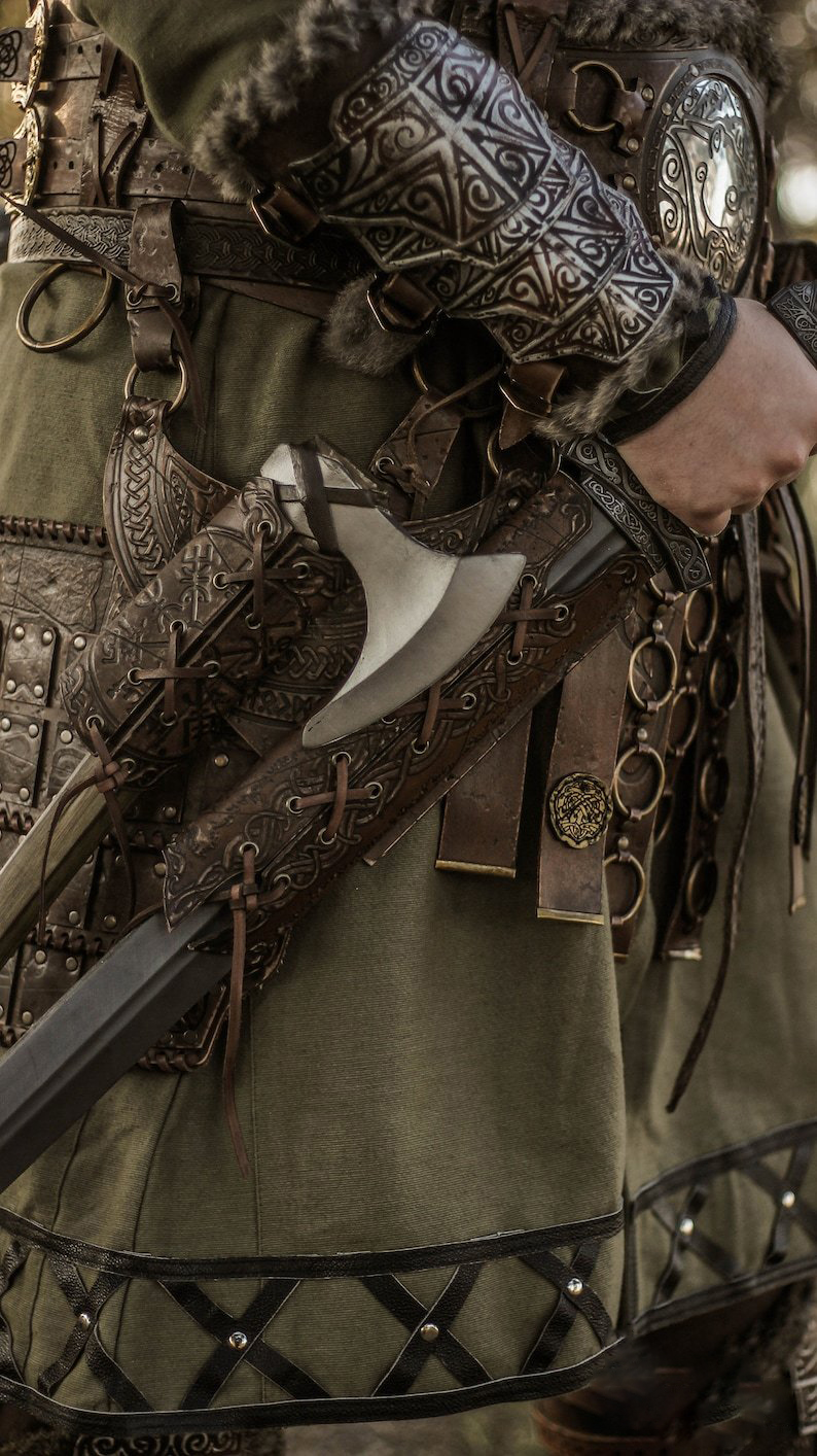 Viking sword leather scabbard. Brown Sword scabbard