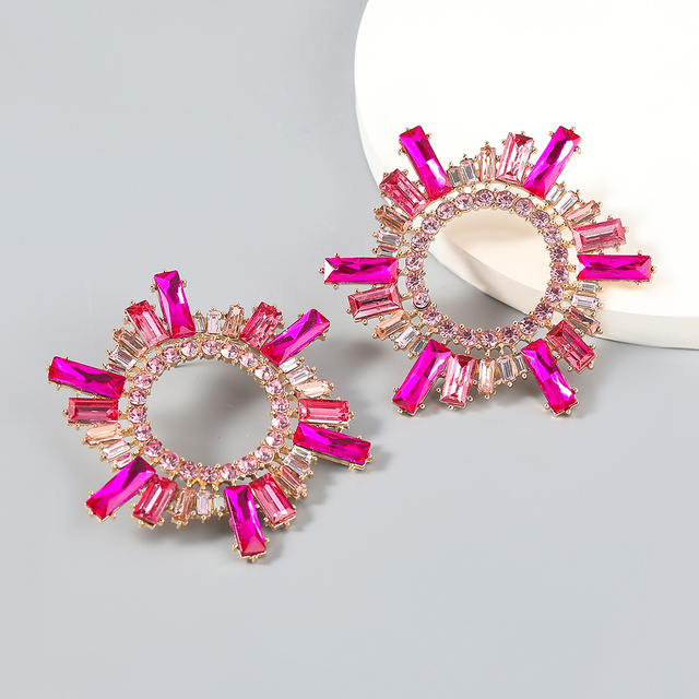 New Trend Rhinestone Flower Dangling Earrings for Women Dinner Wedding Accessories Fashion Statement earring Luxury Jewelry