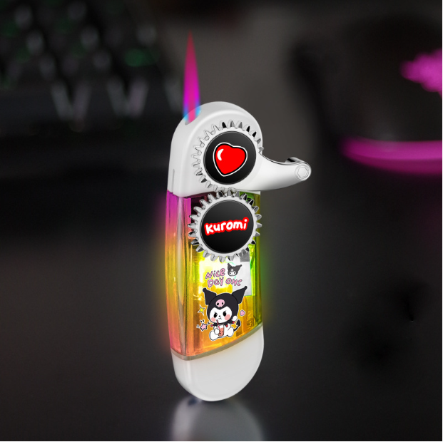 Cute cartoon colorful flame lighter with LED light