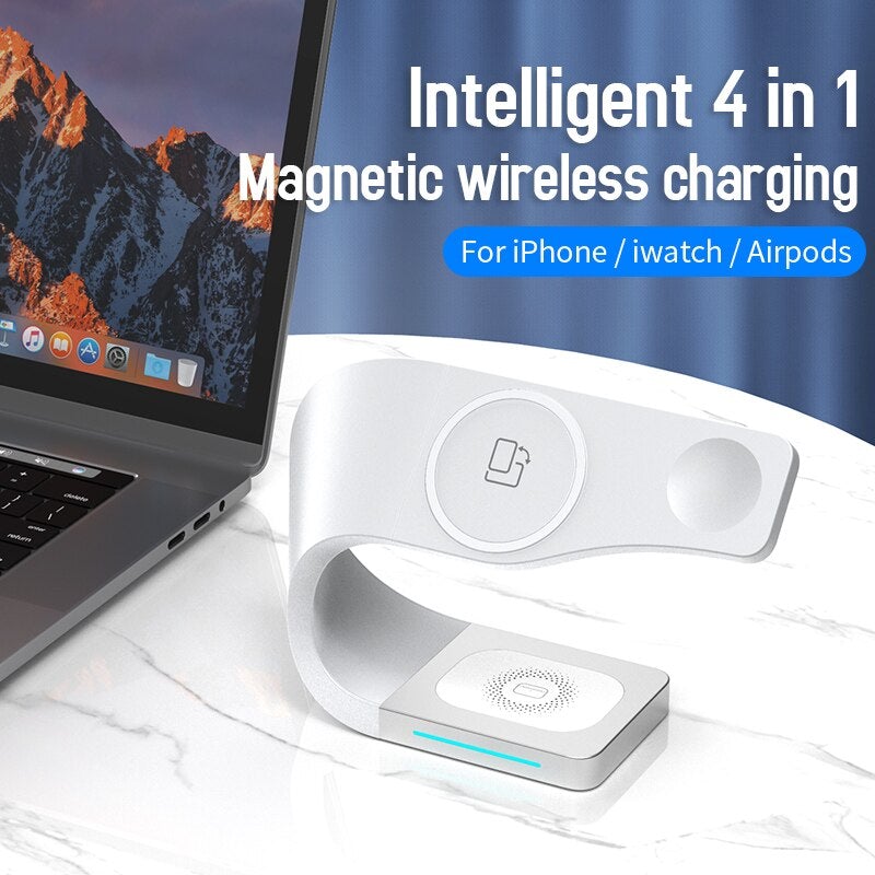 4-in-1 Design 15W Fast Wireless Charger Stand